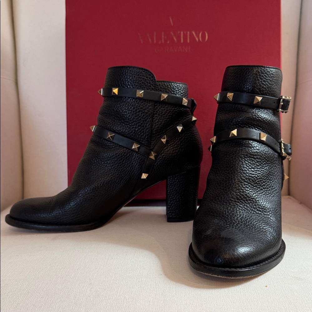 Valentino Black Rockstud Ankle boots